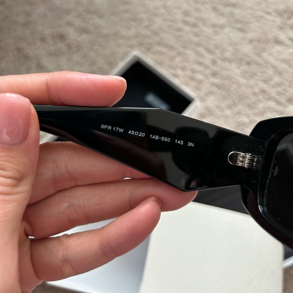 Prada SPR 17W 1AB5S0 Black Plastic Rectangle Sunglasses Dark Grey Lens - Picture 8 of 12